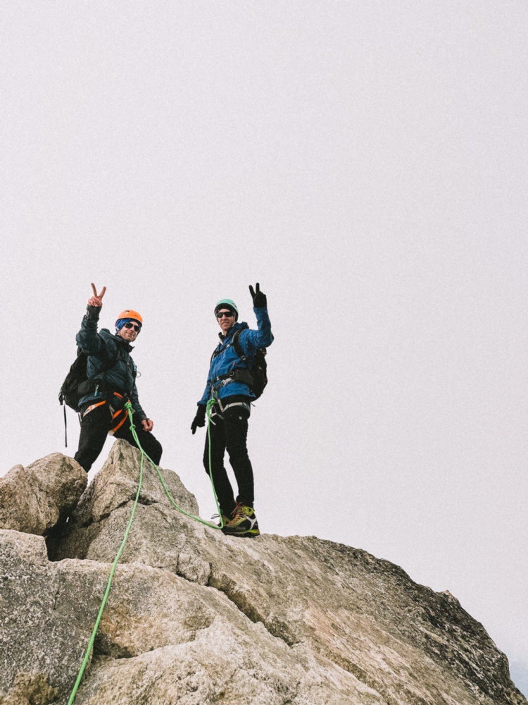 På toppen av Aiguille du Tour under acklimatiseringen